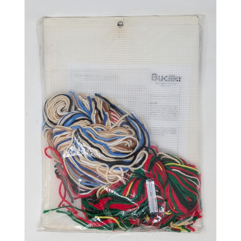 Vintage Bucilla Christmas Plastic Canvas Santa's Sled Christmas Card Holder Kit - Picture 2 of 2